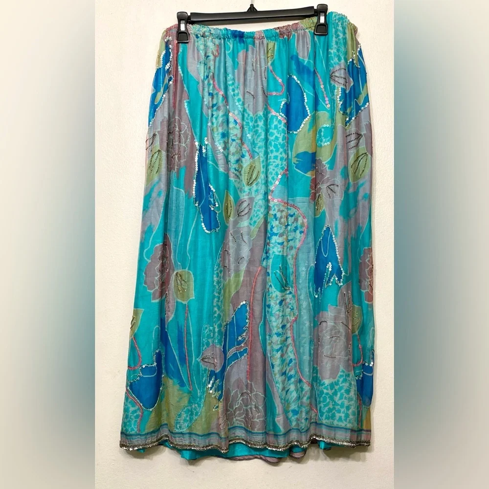 Judith Ann Creations Inc Vintage 2 Piece Silk Sequin Embellished Skirt Set Large - Picture 13 of 15